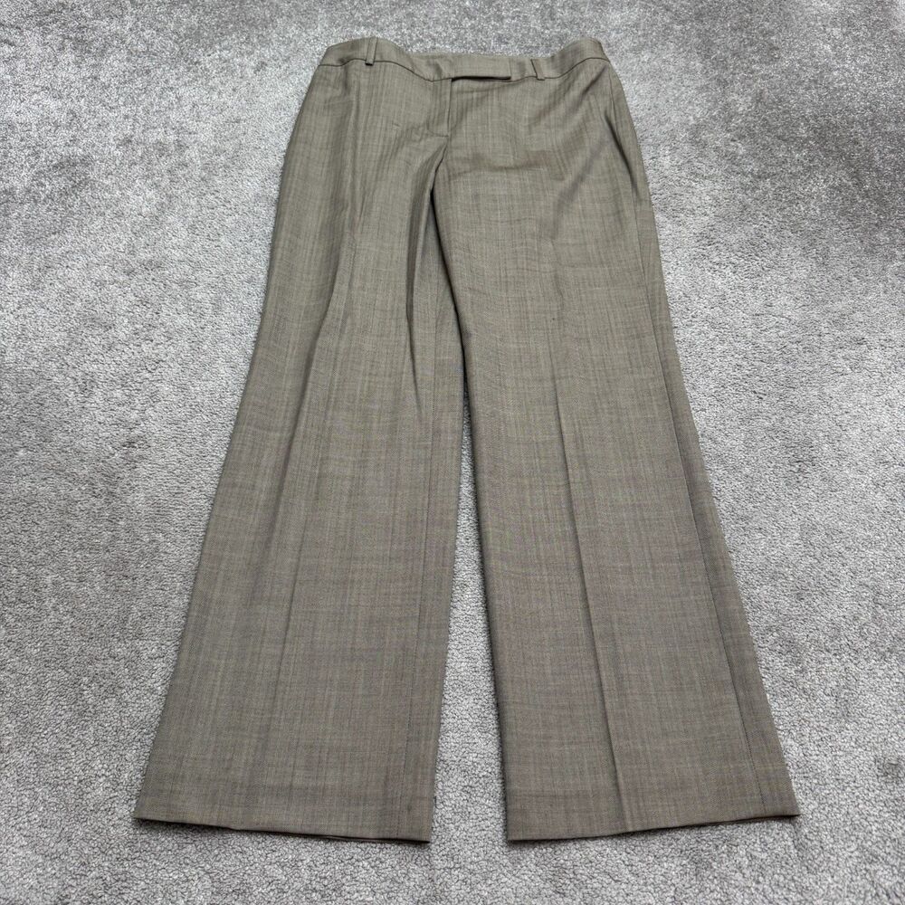 Ann Taylor Petites Wool Blend Herringbone Trousers Dress Pants Womens 8P Brown